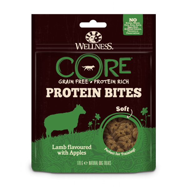 Recompense pentru Caini, Wellness Core Protein Bites Soft, Miel si Mere, 170g