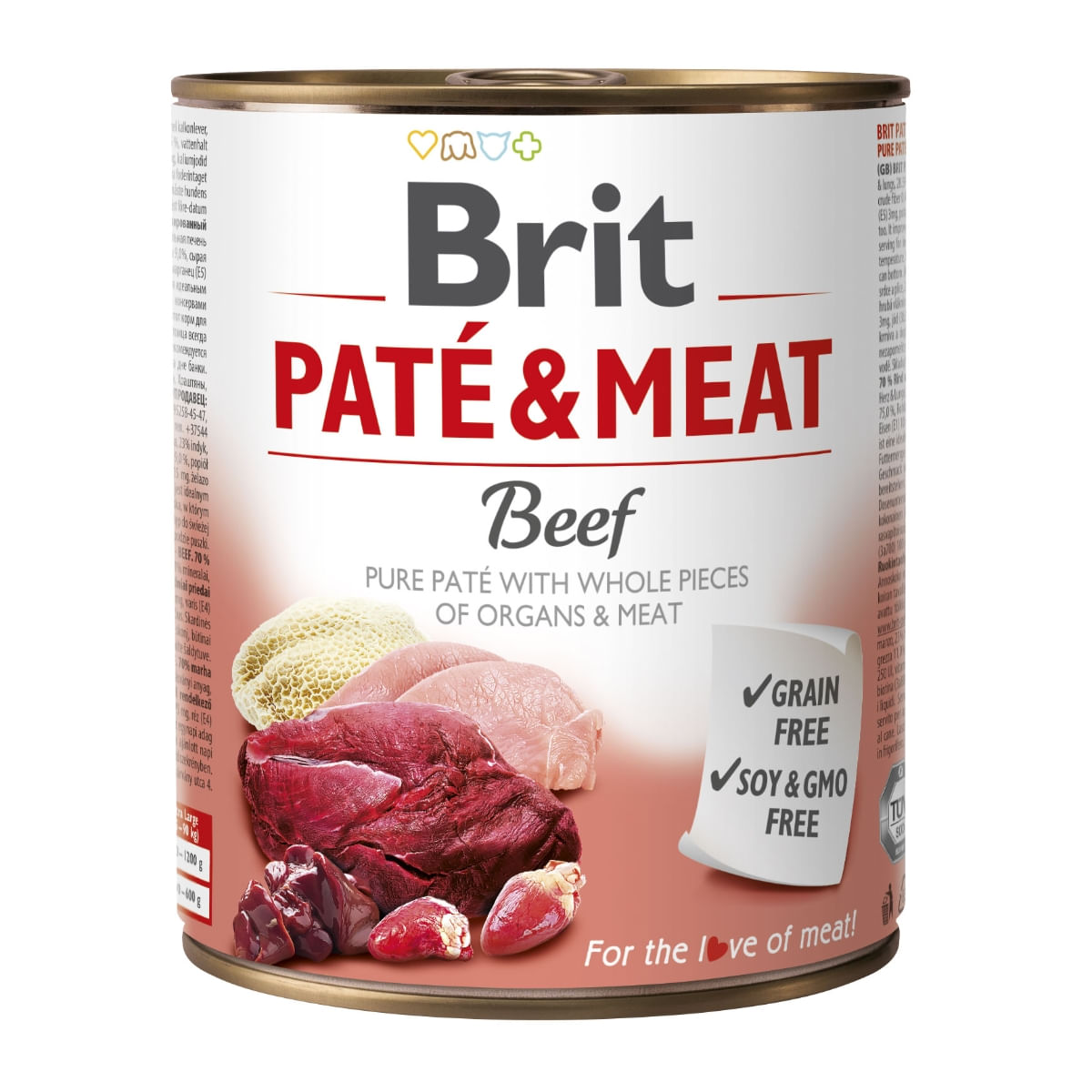 BRIT Pate & Meat, Vită, conservă hrană umedă fără cereale câini, (pate cu bucăți de carne), 800g - 2 | YEO