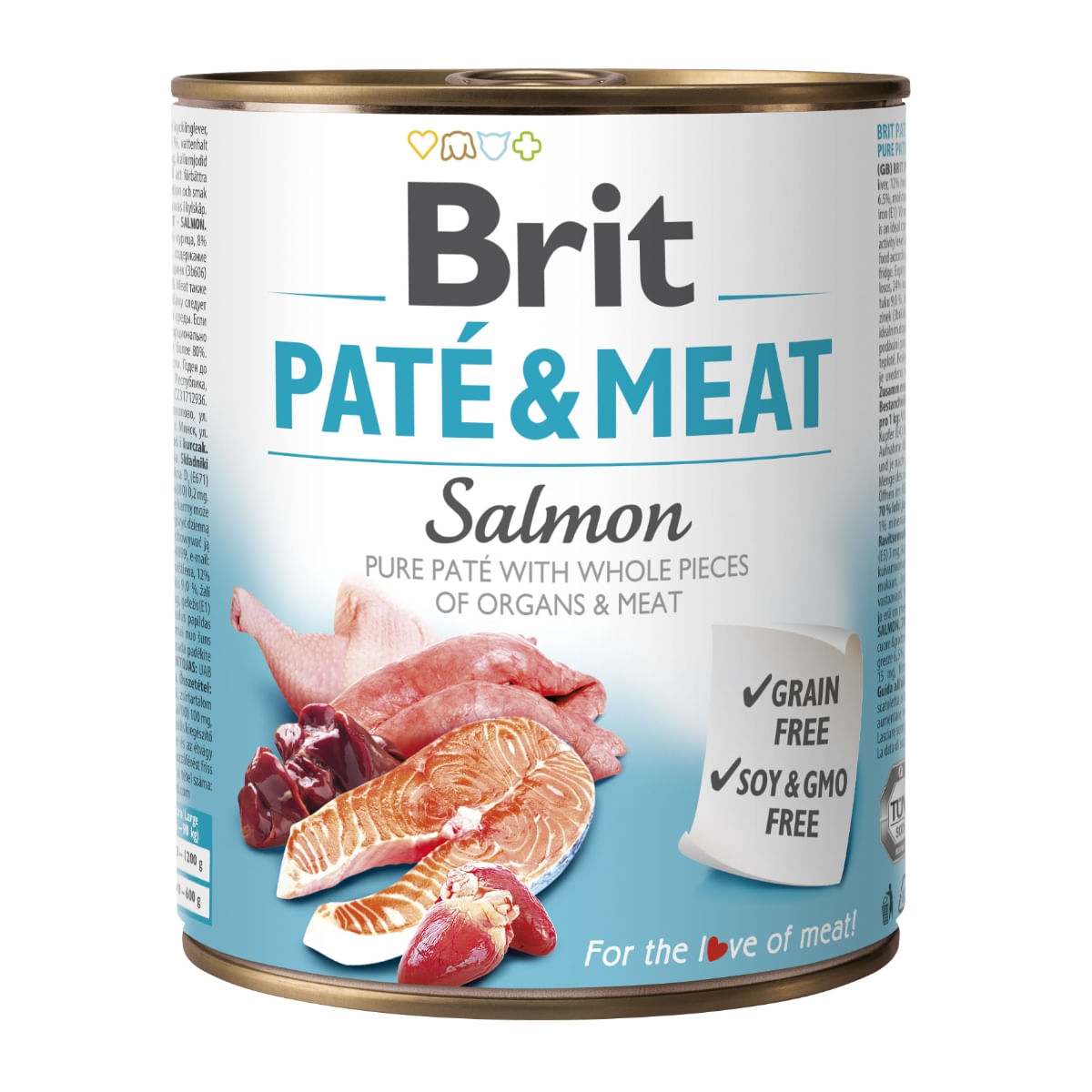 BRIT Pate & Meat, Somon, conservă hrană umedă fără cereale câini, (pate cu bucăți de carne), 800g - 1 | YEO