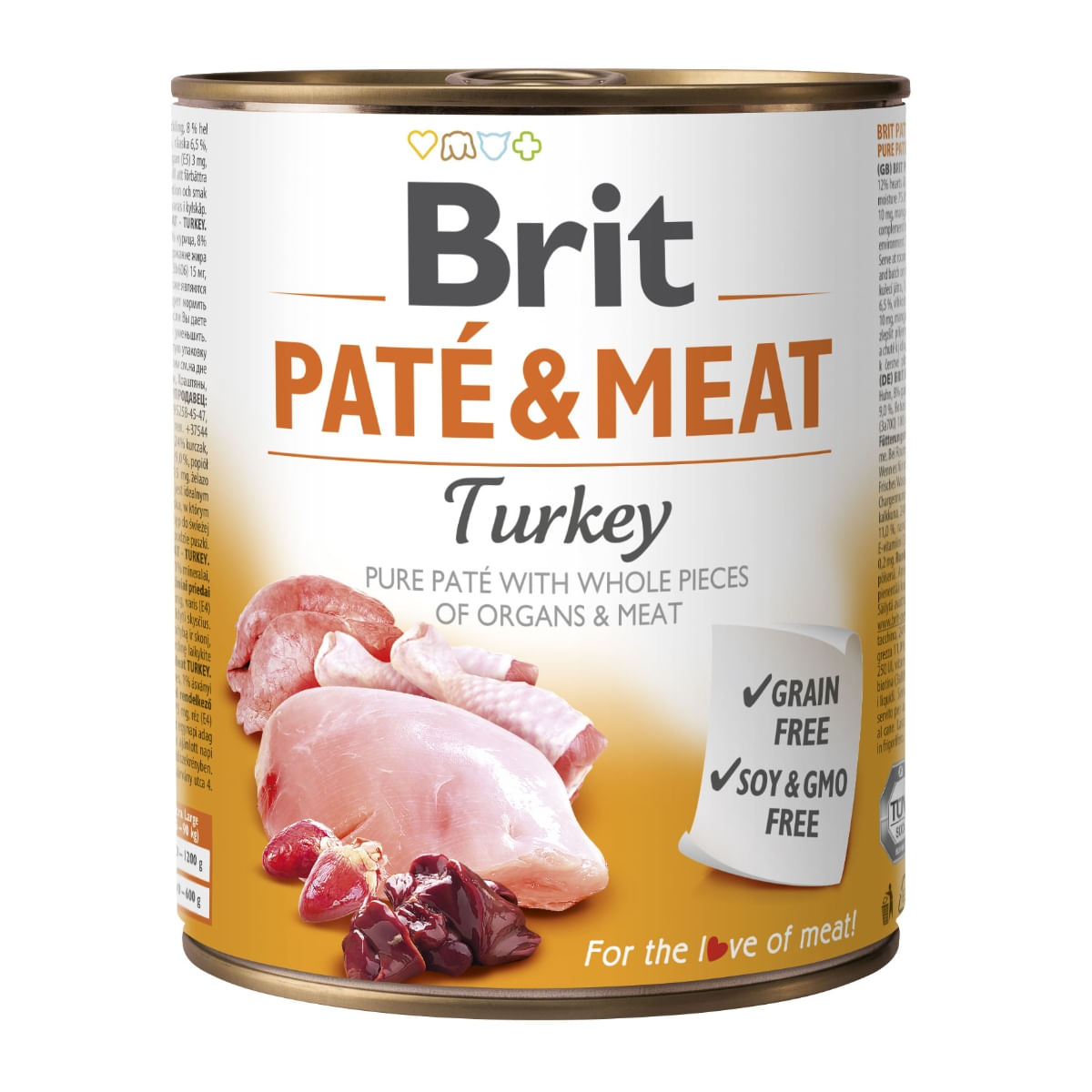 BRIT Pate & Meat, Curcan, conservă hrană umedă fără cereale câini, (pate cu bucăți de carne), 800g - 1 | YEO