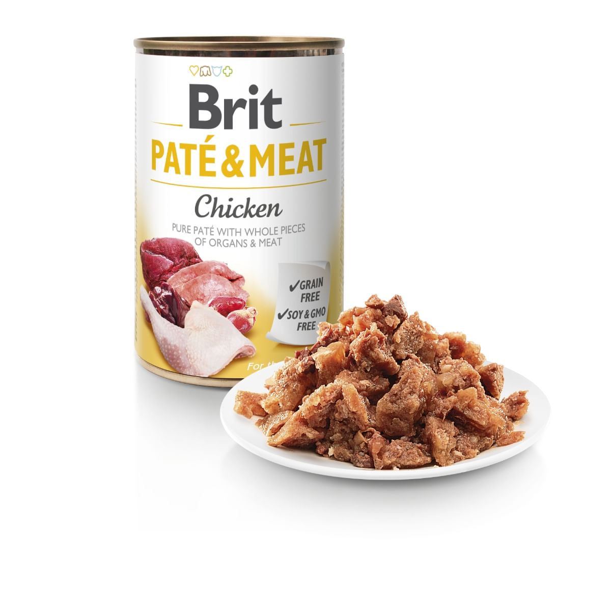 BRIT Pate & Meat, Pui, conservă hrană umedă fără cereale câini, (pate cu bucăți de carne), 400g - 2 | YEO