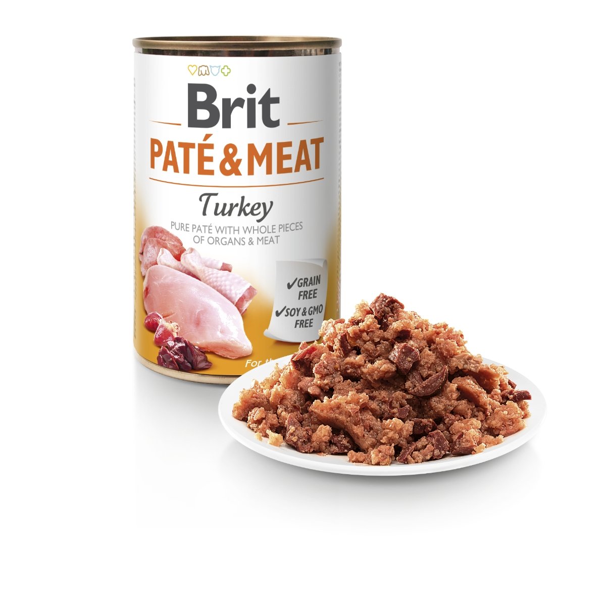 BRIT Pate & Meat, Curcan, conservă hrană umedă fără cereale câini, (pate cu bucăți de carne), 800g - 2 | YEO