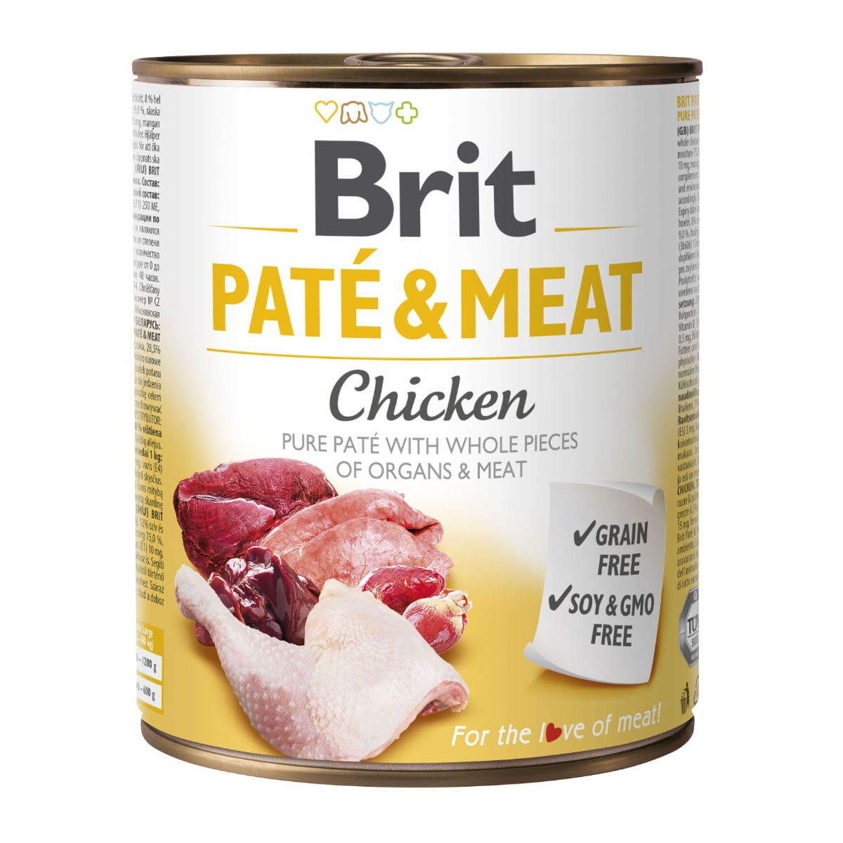 BRIT Pate & Meat, Pui, conservă hrană umedă fără cereale câini, (pate cu bucăți de carne), 800g - 1 | YEO