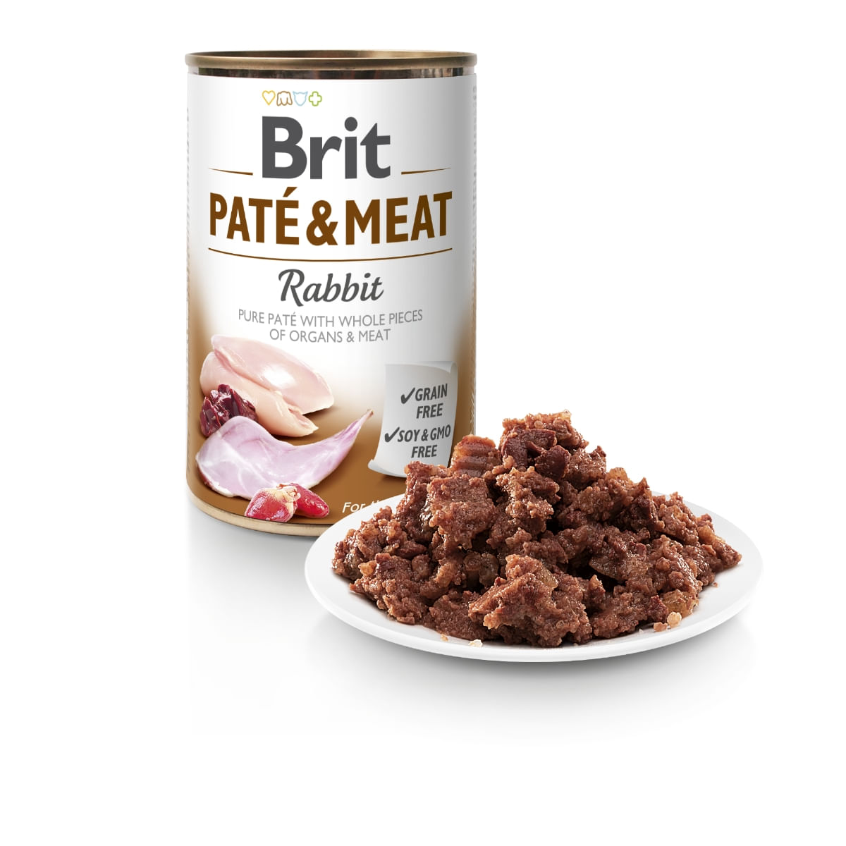 BRIT Pate & Meat, Iepure, conservă hrană umedă fără cereale câini, (pate cu bucăți de carne), 400g - 3 | YEO