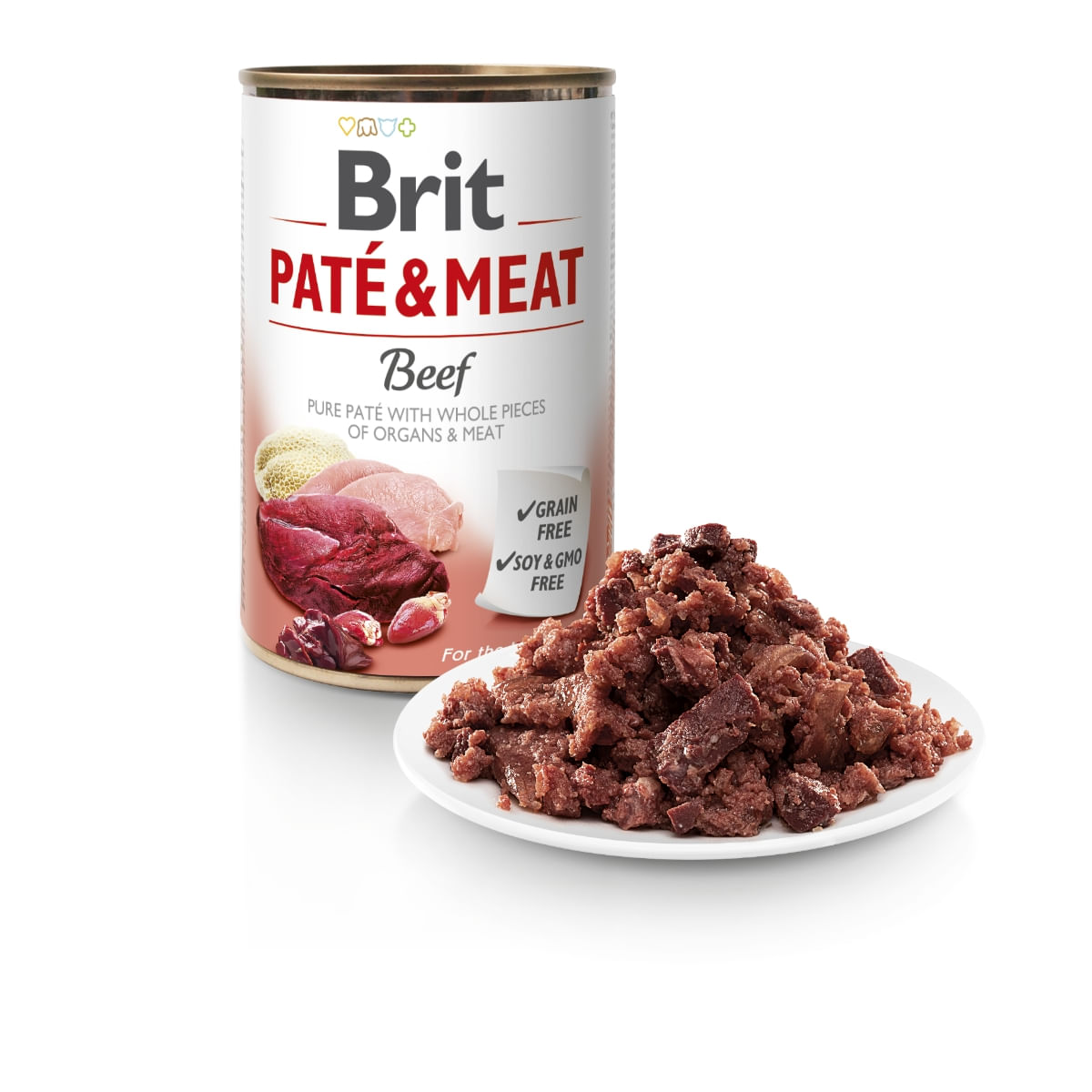 BRIT Pate & Meat, Vită, conservă hrană umedă fără cereale câini, (pate cu bucăți de carne), 400g - 3 | YEO