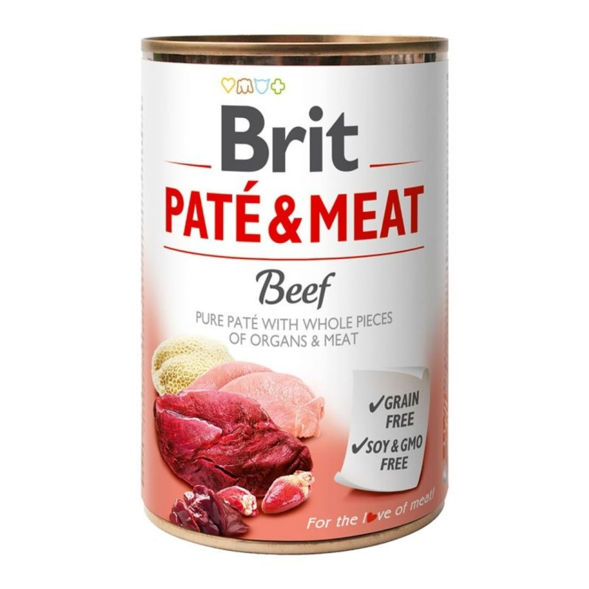 BRIT Pate & Meat, Vită, conservă hrană umedă fără cereale câini, (pate cu bucăți de carne), 400g - 3 | YEO