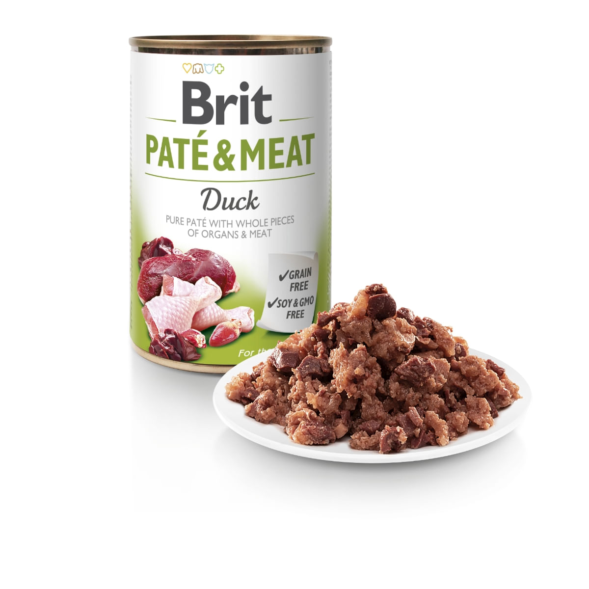 BRIT Pate & Meat, Rață, conservă hrană umedă fără cereale câini, (pate cu bucăți de carne), 400g - 2 | YEO