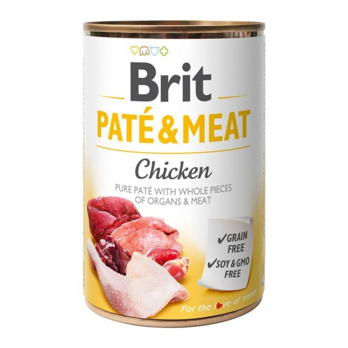 BRIT Pate & Meat, Pui, conservă hrană umedă fără cereale câini, (pate cu bucăți de carne), 400g - 3 | YEO