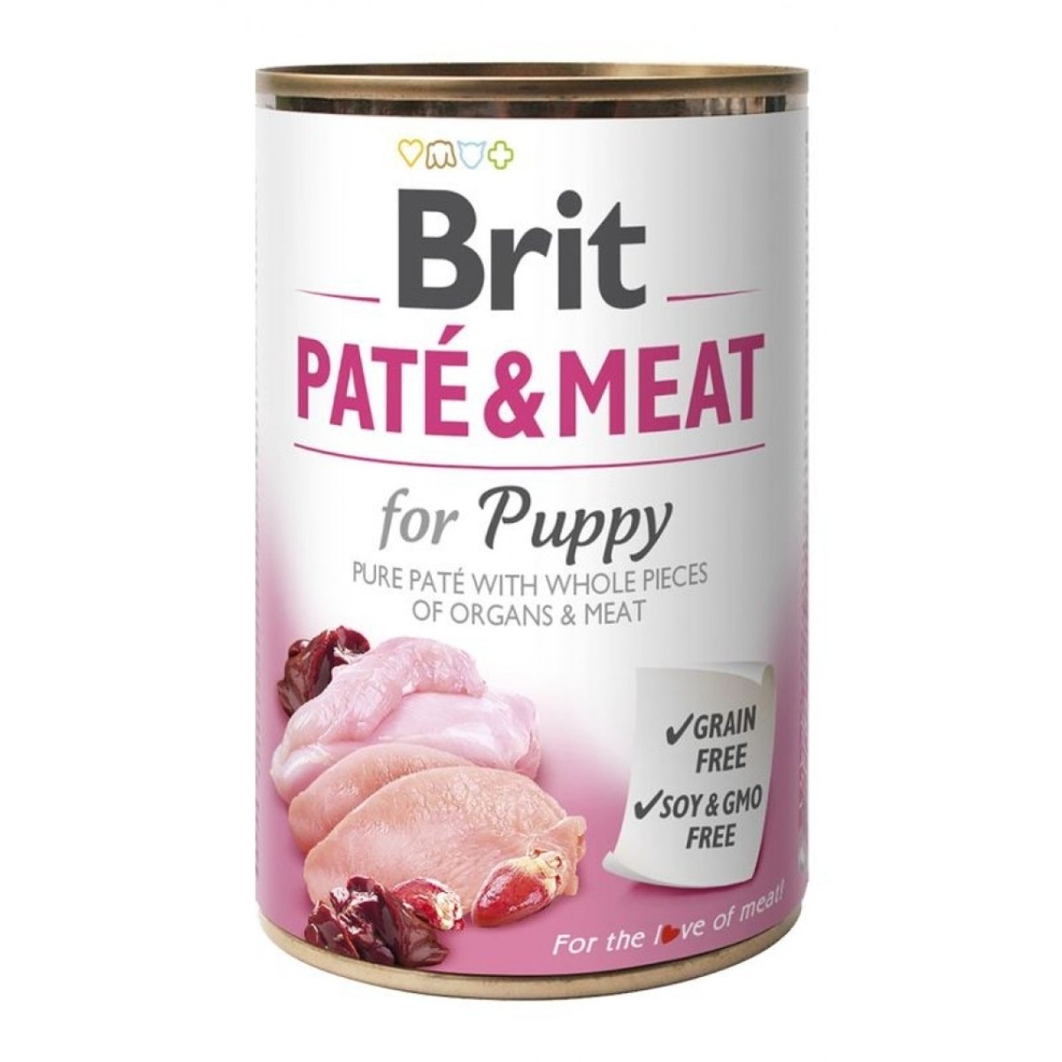 BRIT Pate & Meat Puppy, Pui și Curcan, conservă hrană umedă fără cereale câini junior, (pate cu bucăți de carne), 400g - 1 | YEO