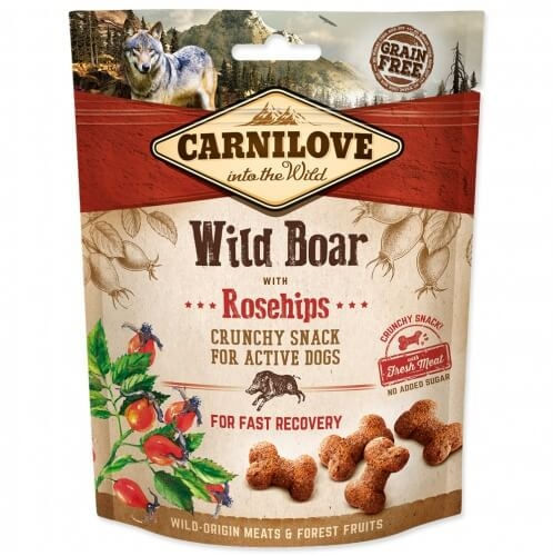 CARNILOVE Crunchy Snack, Mistreț cu Măceșe, recompense funcționale fără cereale câini, convalescență, 200g