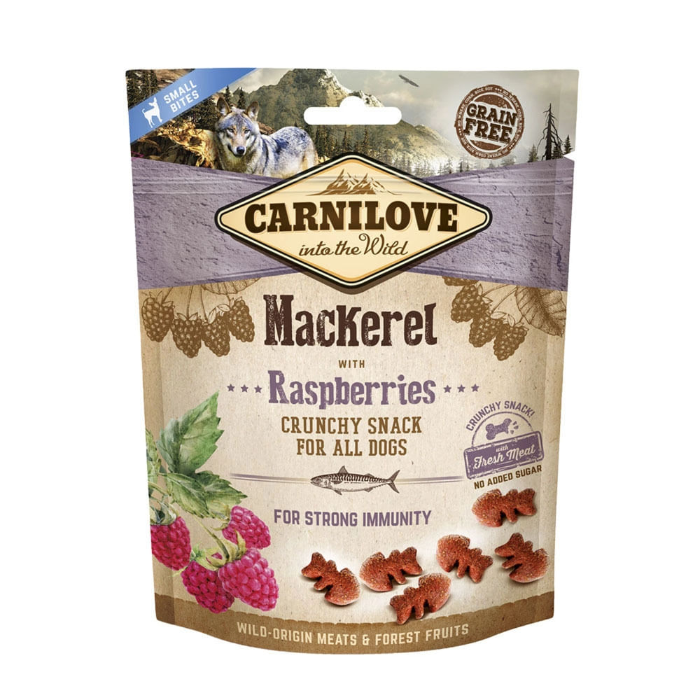 CARNILOVE Crunchy Snack, Macrou cu Zmeură, recompense funcționale fără cereale câini, imunitate, 200g