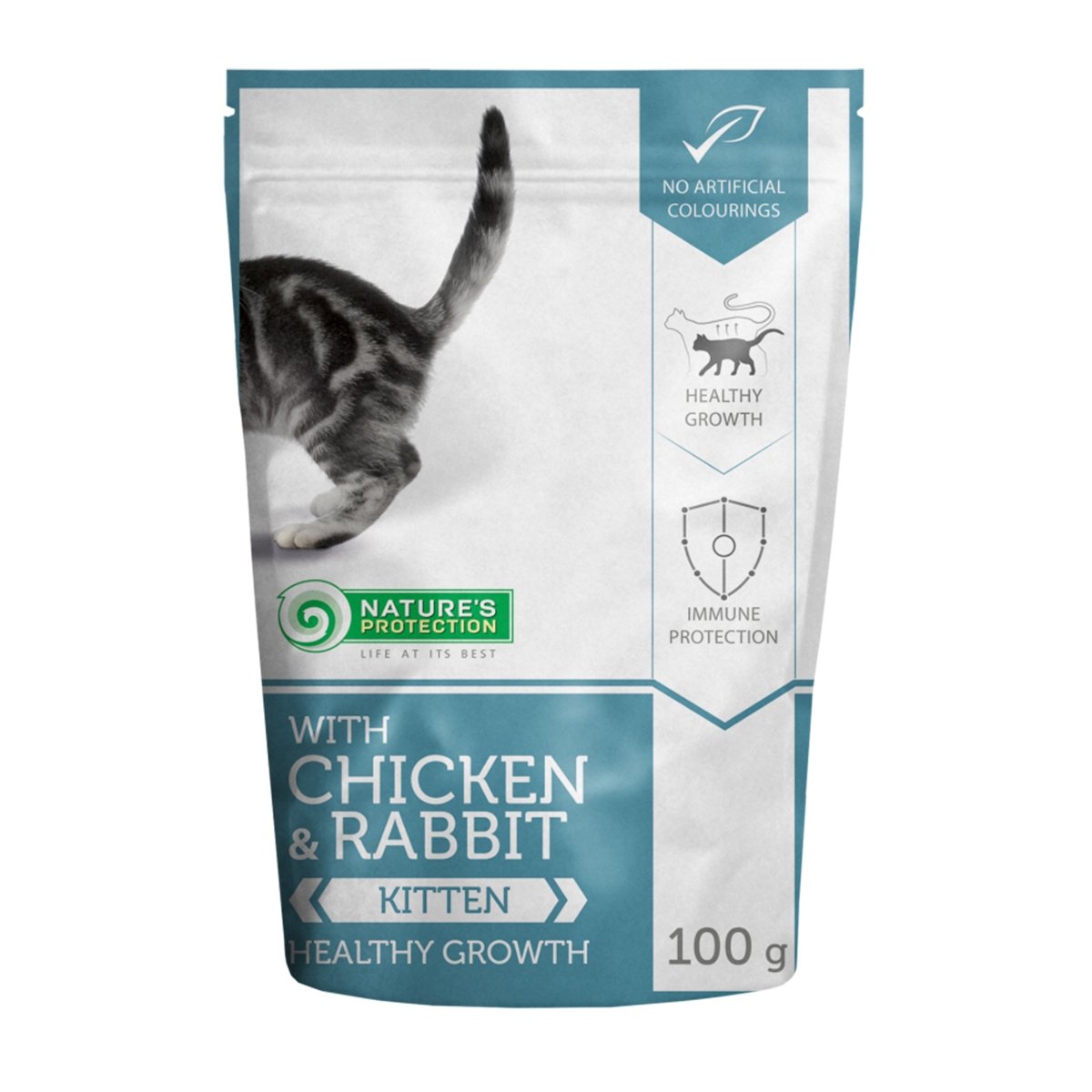 NATURES PROTECTION Kitten, Pui și Iepure, hrană umedă fără cereale pisici junior, 100g