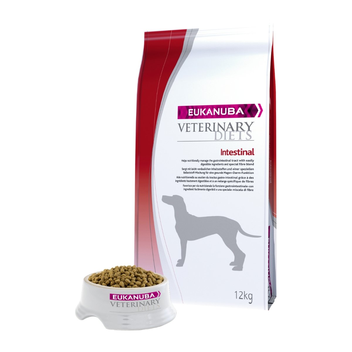 EUKANUBA Veterinary Diets Intestinal, Pui și Curcan, dietă veterinară câini, hrană uscată, afecțiuni digestive, 12kg