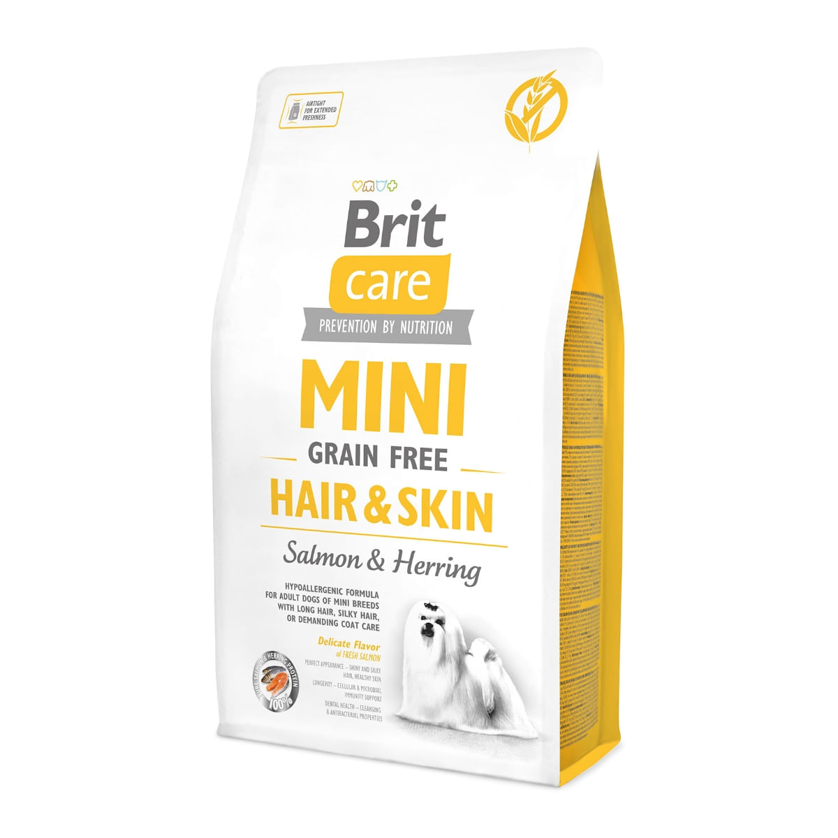 BRIT Care Mini Hair & Skin Adult, XS-S, Somon, hrană uscată fără cereale câini, piele și blană, 2kg