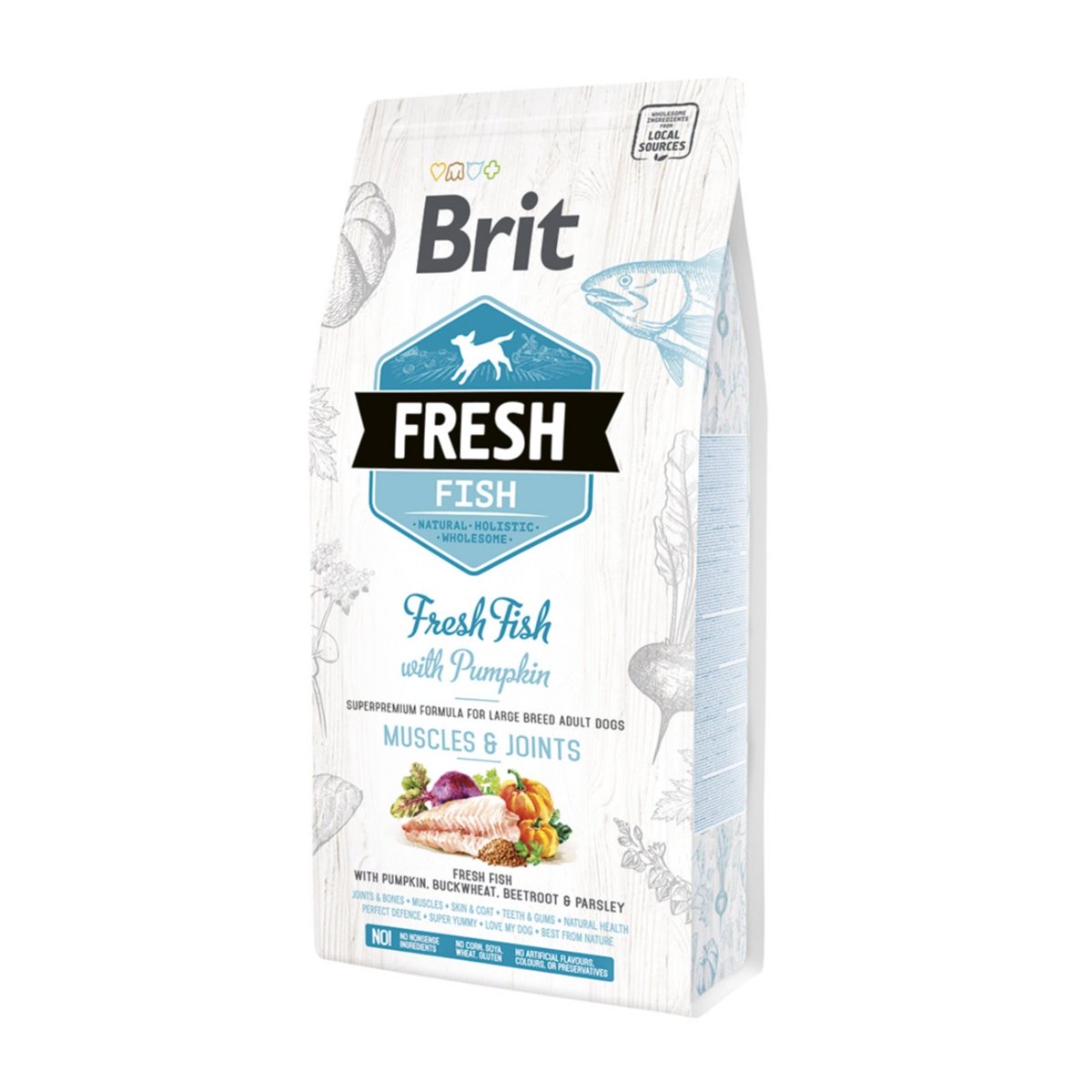 BRIT Fresh Muscles & Joints Adult L-XL, Pește cu Dovleac, hrană uscată conținut redus cereale câini, 2.5kg - 2 | YEO