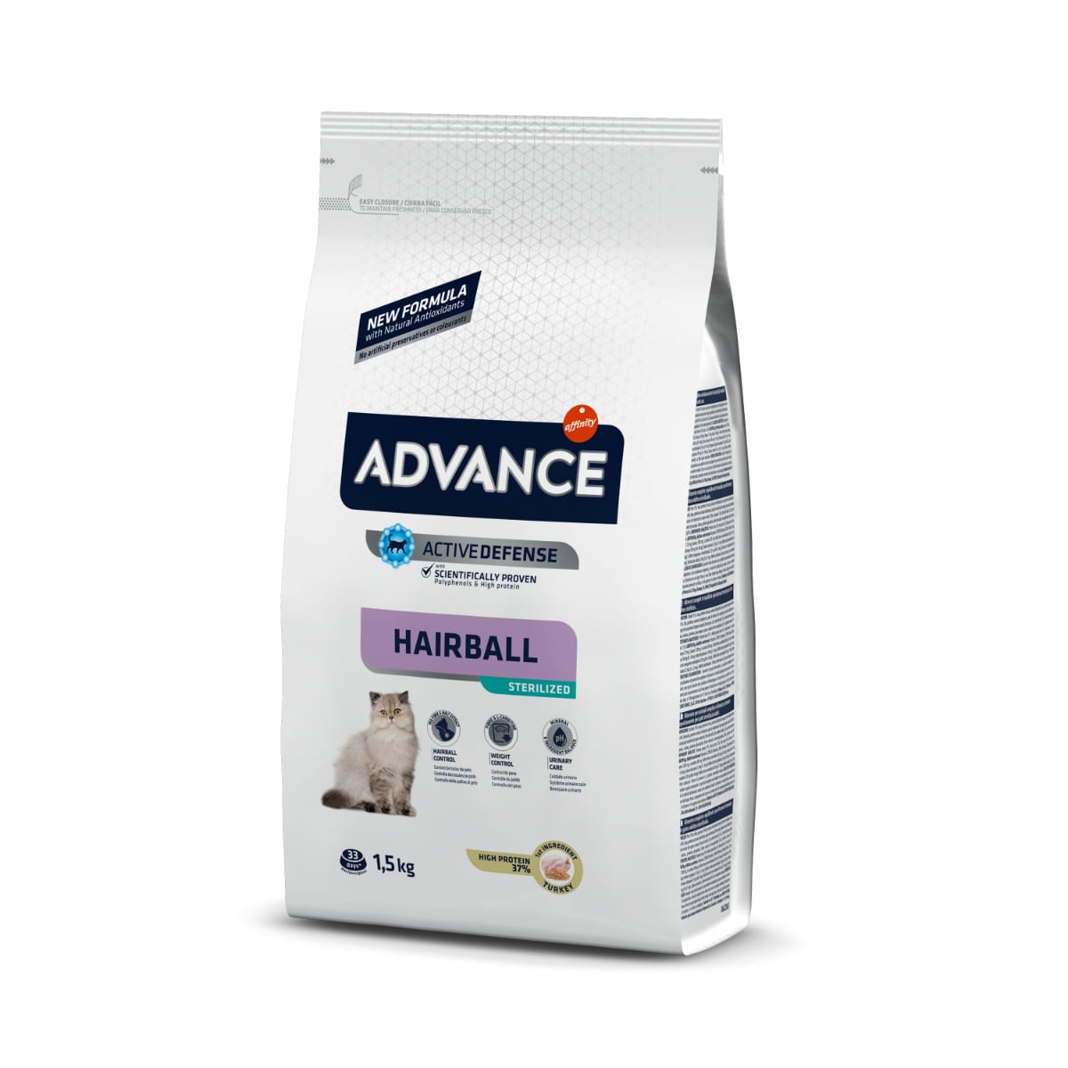 ADVANCE Hairball Sterilised, Curcan, hrană uscată pisici sterilizate, limitarea ghemurilor de blană, 1.5kg