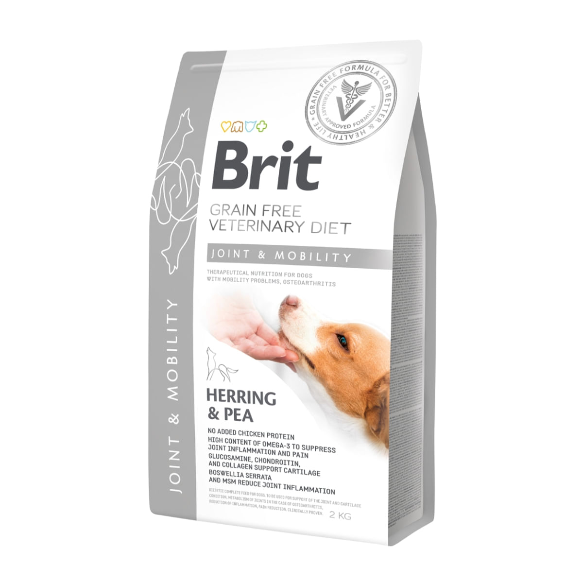 BRIT GF Veterinary Diet Joint & Mobility, Hering cu Mazăre, dietă veterinară câini, hrană uscată fără cereale, afecțiuni articulare, 2kg - 1 | YEO