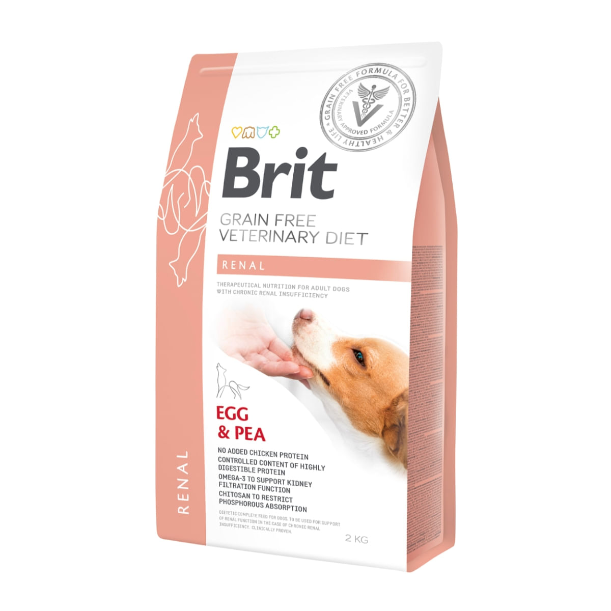 BRIT GF Veterinary Diet Renal, Ou și Mazăre, dietă veterinară câini, hrană uscată fără cereale, afecțiuni renale, 2kg