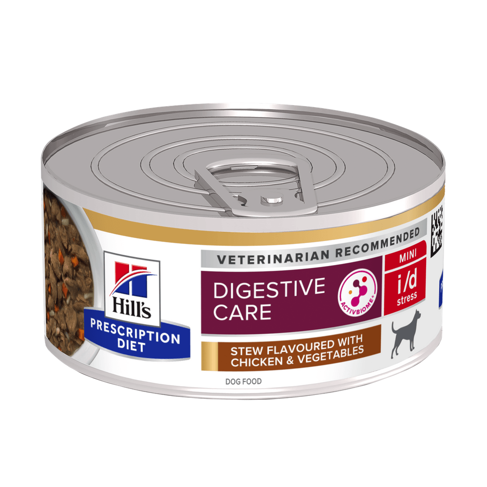 HILL\'S Prescription Diet i/d Digestive Care Stress, Pui cu Legume, dietă veterinară câini, conservă hrană umedă, sistem digestiv, (în sos), 156g - 1 | YEO