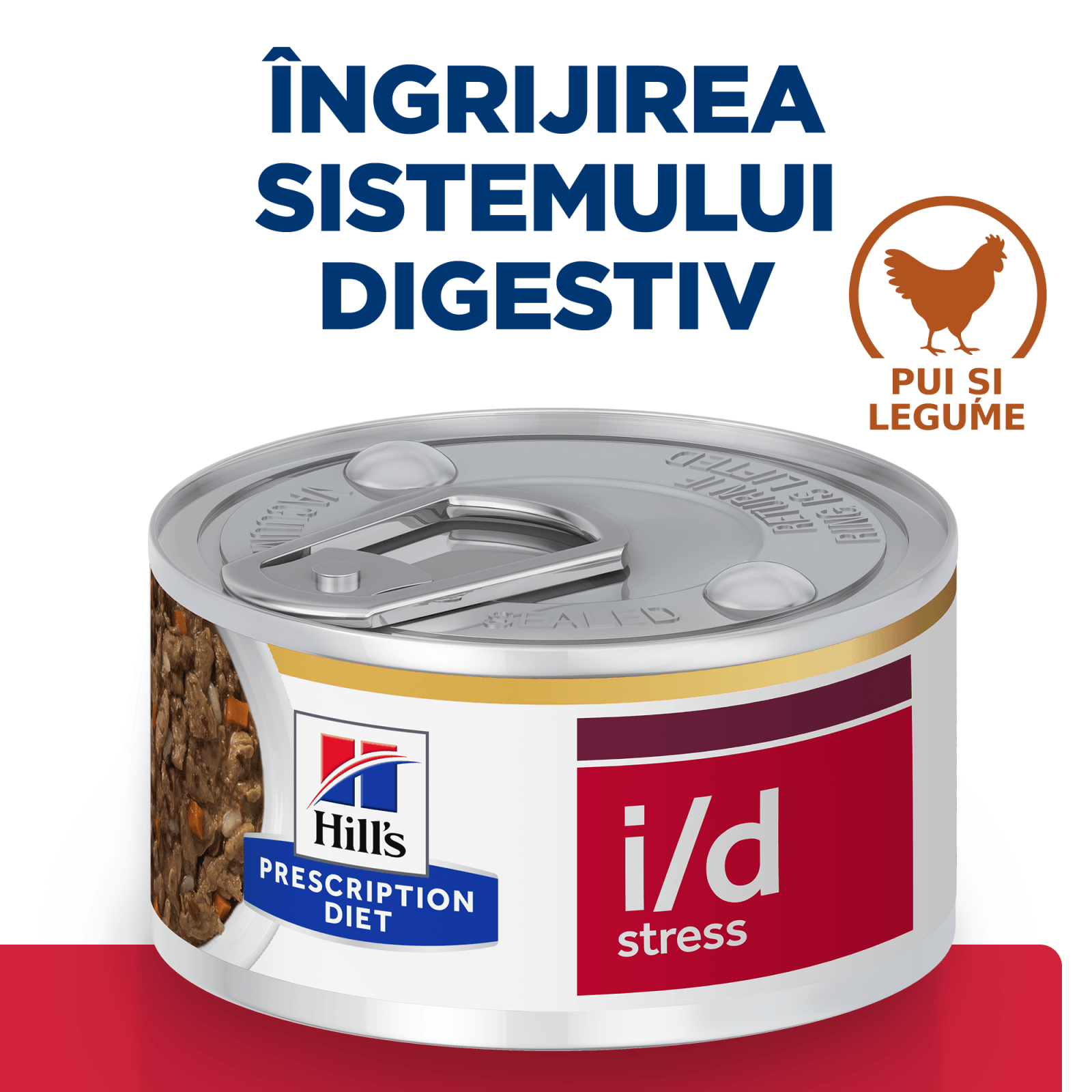 HILL&#039;S Prescription Diet i/d Digestive Care Stress, Pui cu Legume, dietă veterinară câini, conservă hrană umedă, sistem digestiv, (în sos), 156g