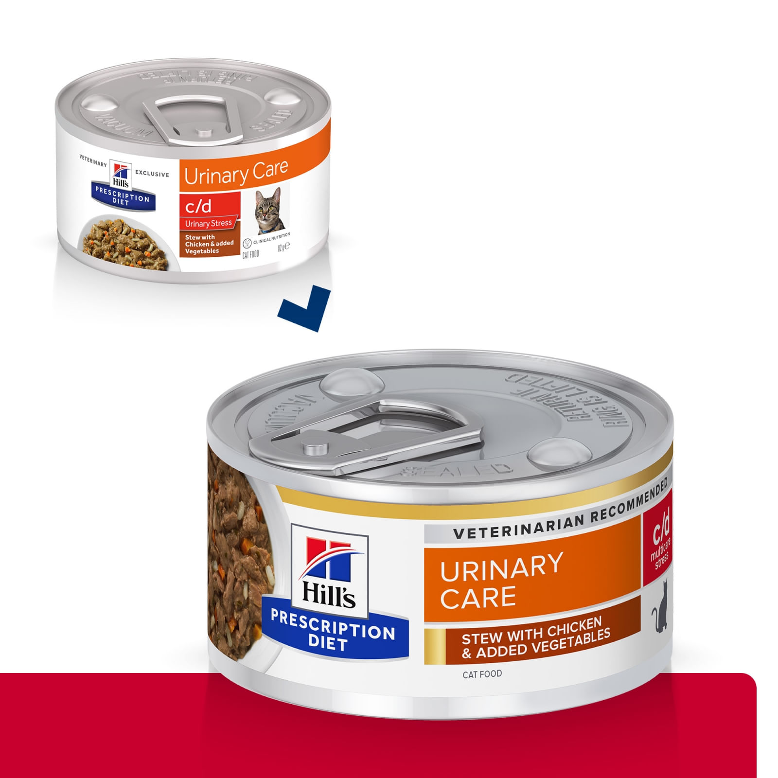 HILL&#039;S Prescription Diet c/d Multicare Stress, Pui cu Legume, dietă veterinară pisici, conservă hrană umedă, sistem urinar, (în sos), 82g