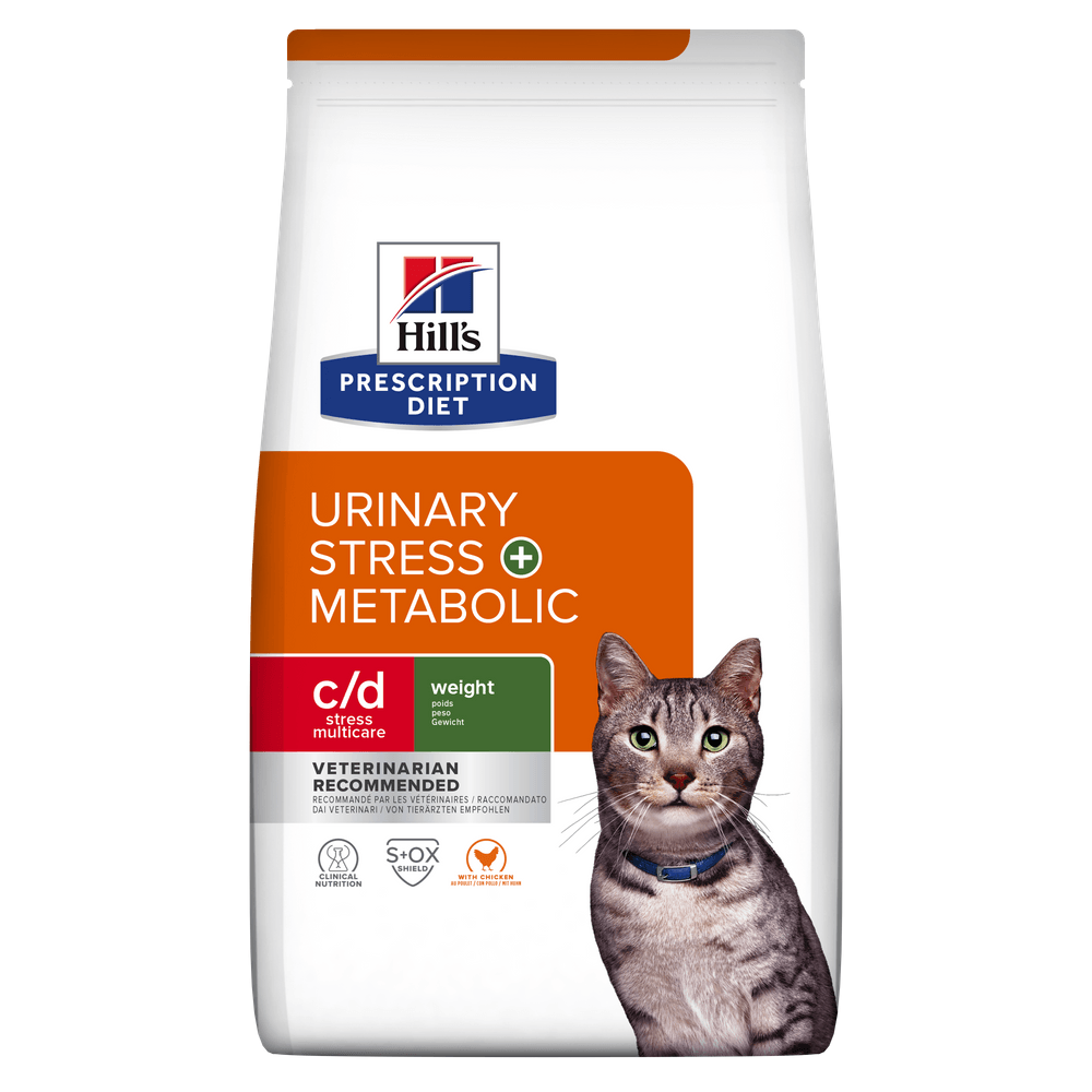 HILL\'S Prescription Diet c/d Stress + Metabolic, Pui, dietă veterinară pisici, hrană uscată, sistem urinar, sistem nervos, metabolism, 1.5kg