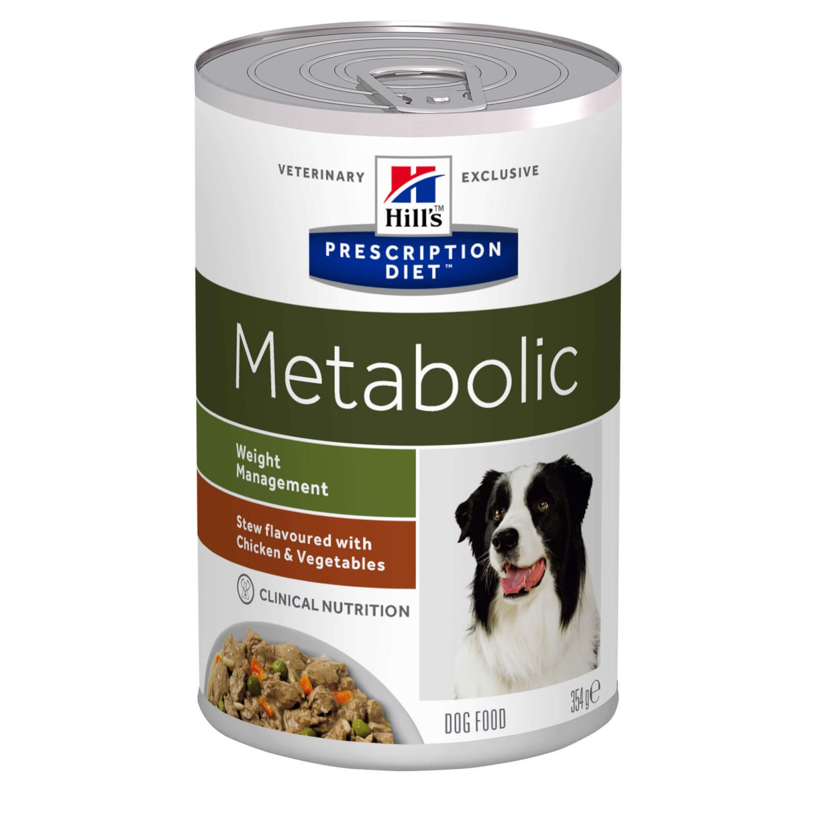 HILL\'S Prescription Diet Metabolic, Pui cu Legume, dietă veterinară câini, conservă hrană umedă, afecțiuni metabolice (obezitate) Hill\'s PD Canine Metabolic Chicken&Veggie Stew 354 g