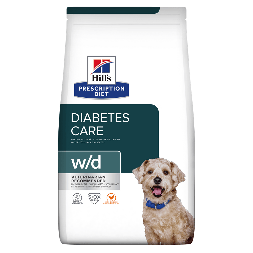 HILL\'S Prescription Diet w/d Diabetes Care, Pui, dietă veterinară câini, hrană uscată, afecțiuni metabolice (diabet) HILL\'S Prescription Diet w/d Diabetes Care, Pui, dietă veterinară câini, hrană uscată, metabolism (obezitate si diabet), 1.5kg