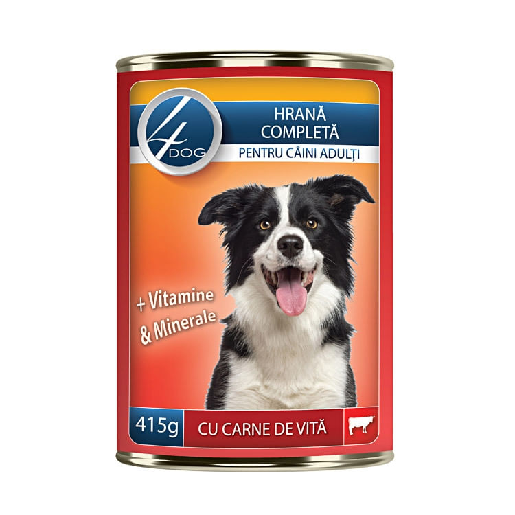 4Dog Conserva cu Carne de Vita, 415 g