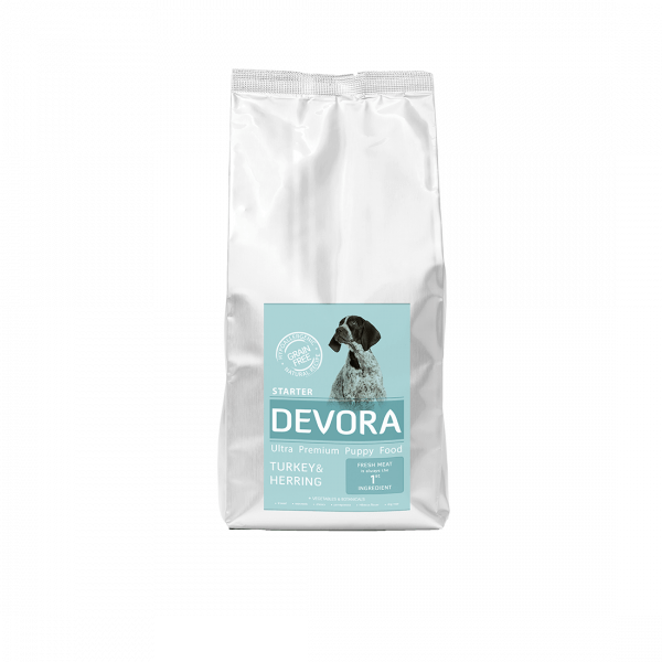 Devora Grain Free Dog Starter cu Curcan, Hering si Mazare, 7.5 kg - 1 | YEO