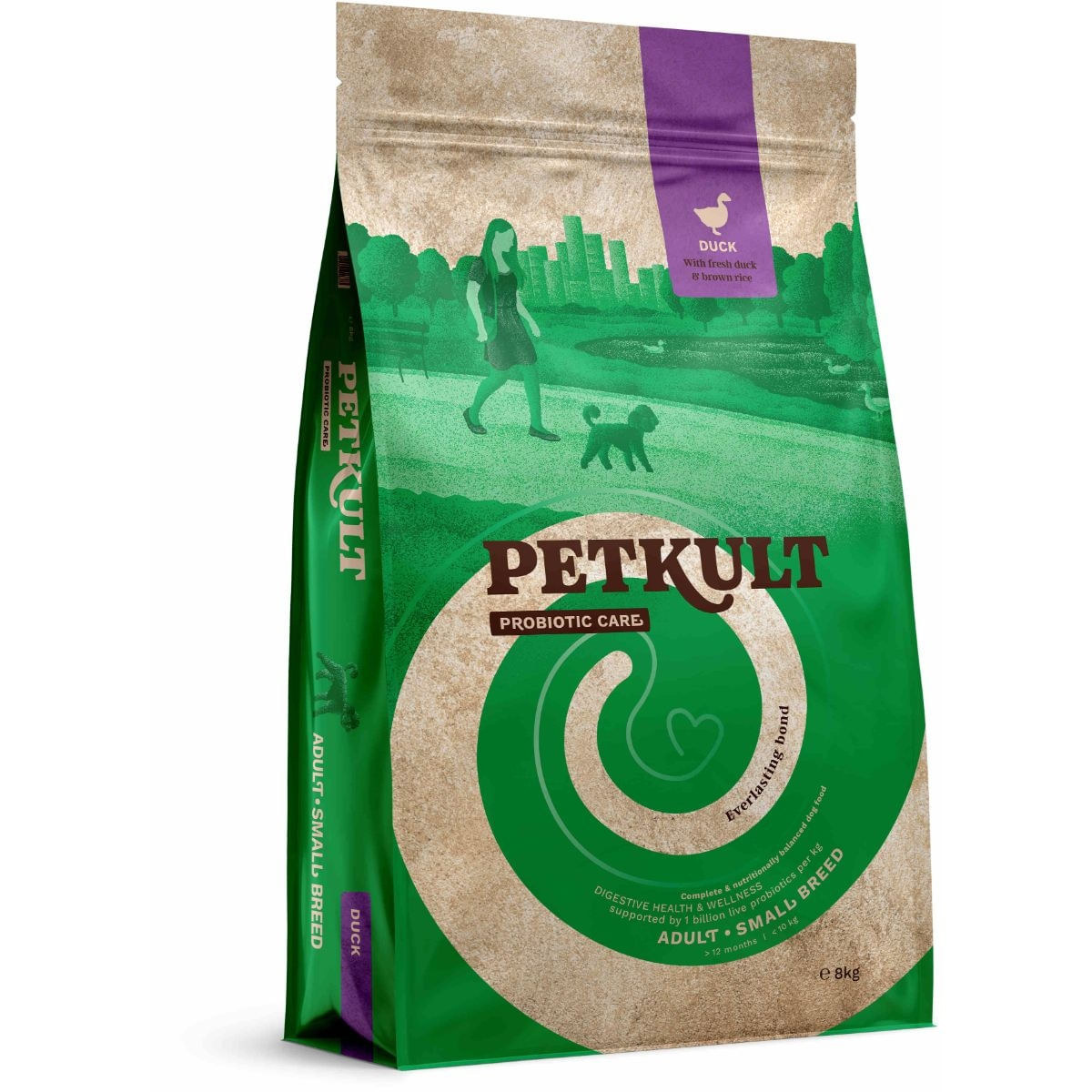 PETKULT Probiotics Adult Small Breed, XS-S, Rață și orez brun, hrană uscată câini, sistem digestiv & probiotice, 8kg - 1 | YEO