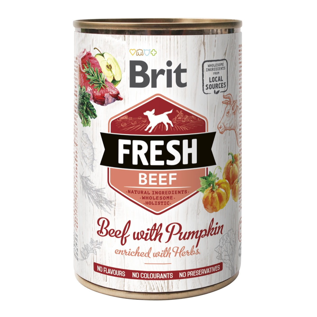 BRIT Fresh, Vită cu Dovleac, conservă hrană umedă fără cereale câini, (în aspic), 400g - 1 | YEO