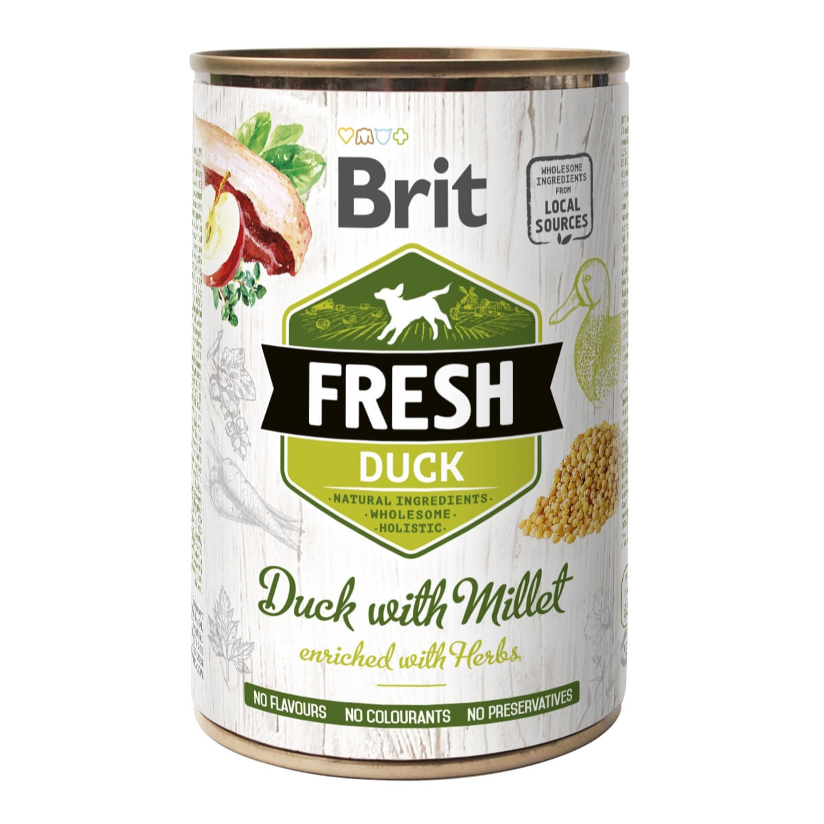 BRIT Fresh, Rață cu Mei, conservă hrană umedă fără cereale câini, (în aspic), 400g - 1 | YEO