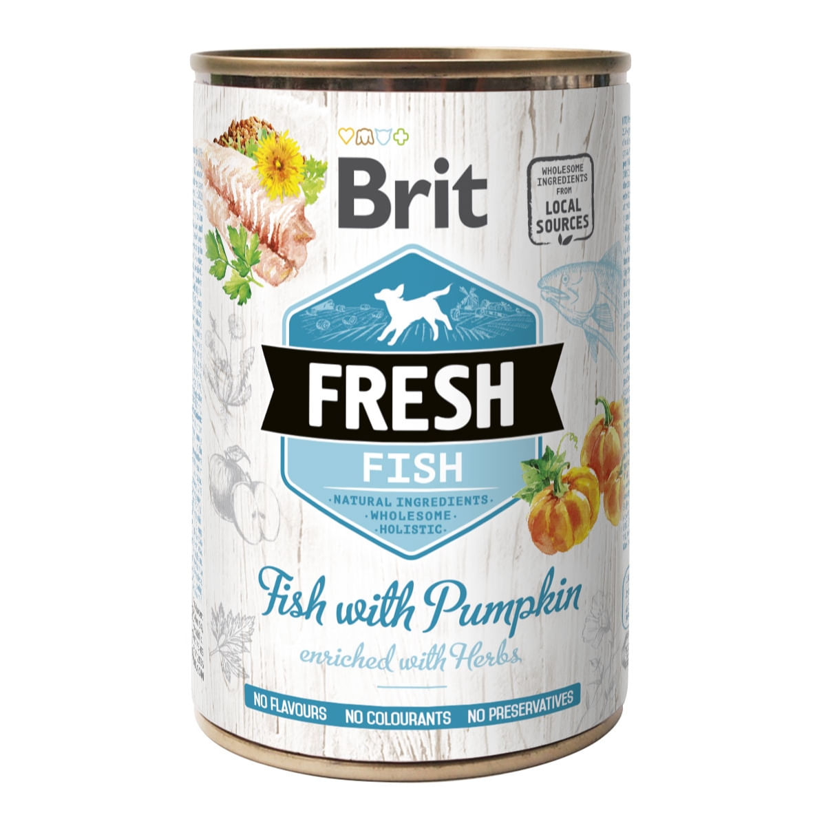 BRIT Fresh, Pește cu Dovleac, conservă hrană umedă conținut redus cereale câini, (în aspic), 400g - 2 | YEO