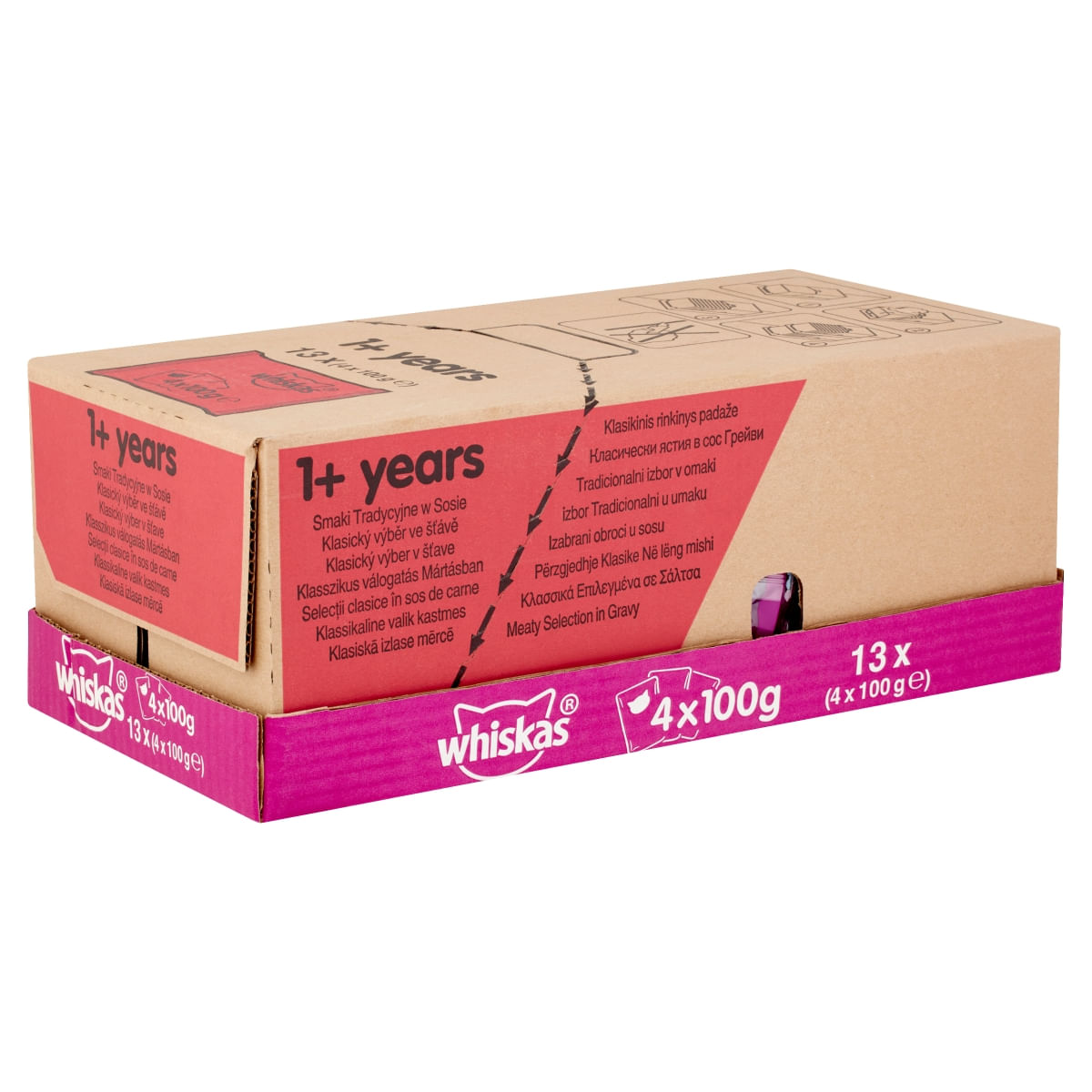 WHISKAS Selecții Clasice, 4 arome, pachet mixt, hrană umedă pisici, (în sos) WHISKAS Selecții Clasice, 4 arome, pachet mixt, plic hrană umedă pisici, (în sos), 100g x 4