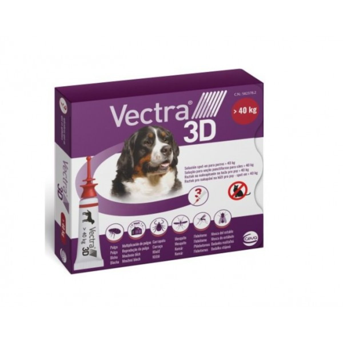 Vectra 3D, spot-on, solutie antiparazitara, caini Vectra 3D, spot-on, soluție antiparazitară, câini +40 kg, 3 pipete - 1 | YEO