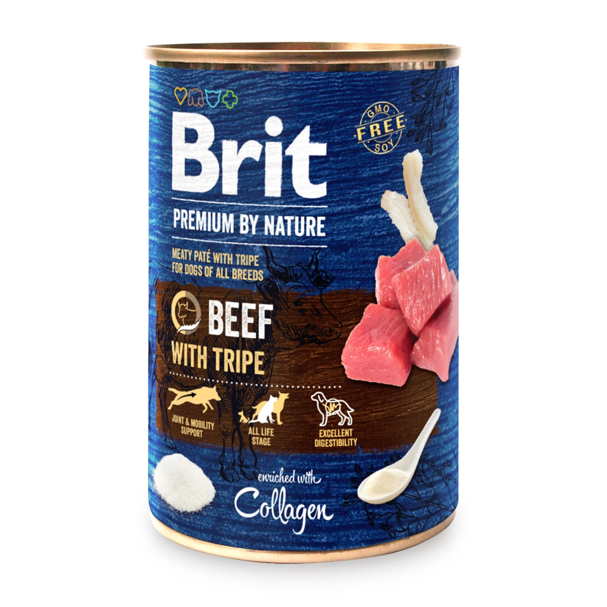 BRIT Premium By Nature, Vită și Burtă, conservă hrană umedă fără cereale câini, (pate), 800g - 1 | YEO