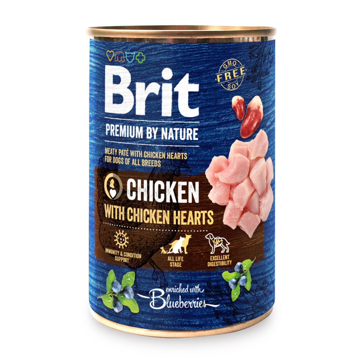 BRIT Premium By Nature, Pui și Inimi, conservă hrană umedă fără cereale câini, (pate), 800g - 1 | YEO