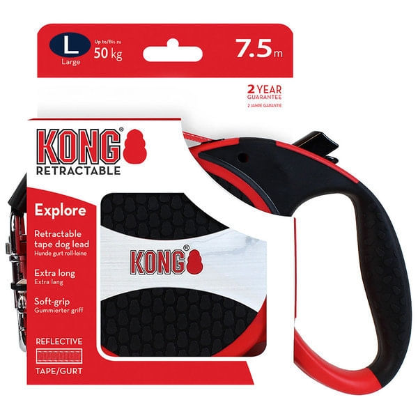 Lesa Retractabila Kong Explore, 7.5m-50 Kg, Rosu