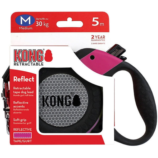 Lesa Retractabila Kong Reflect M, 5m-30 Kg, Fucsia - 2 | YEO