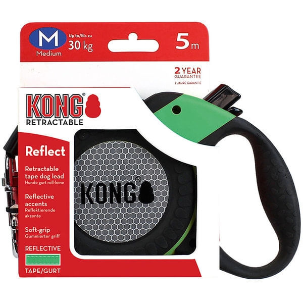 Lesa Retractabila Kong Reflect M, 5m-30 Kg, Verde