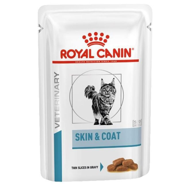 ROYAL CANIN VETERINARY DIET Skin&Coat, Pește, dietă veterinară, plic hrană umedă pisici, piele & blană, (în sos), bax, 85g x 12buc