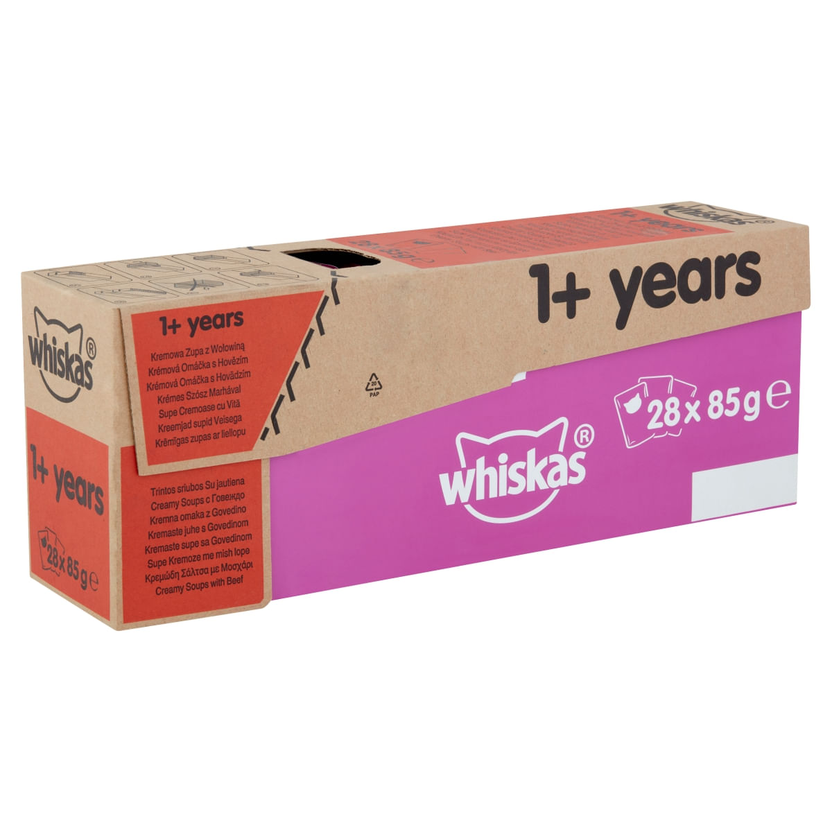 WHISKAS Creamy Soup, Vită, plic hrană umedă pisici, (în supă), 85g