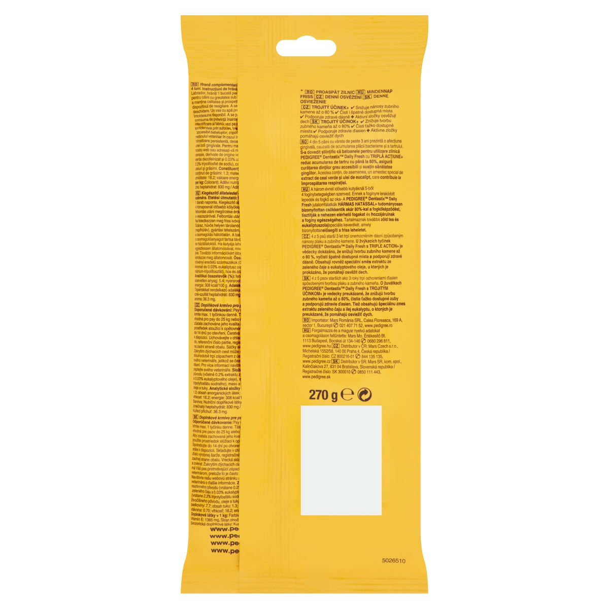 PEDIGREE DentaStix Daily Fresh, recompense câini talie mare, batoane, ceai verde, 7buc - 3 | YEO