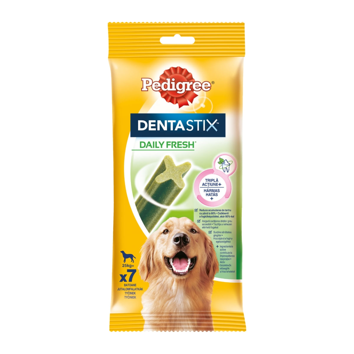 PEDIGREE DentaStix Daily Fresh, recompense câini talie mare, batoane, ceai verde, 7buc