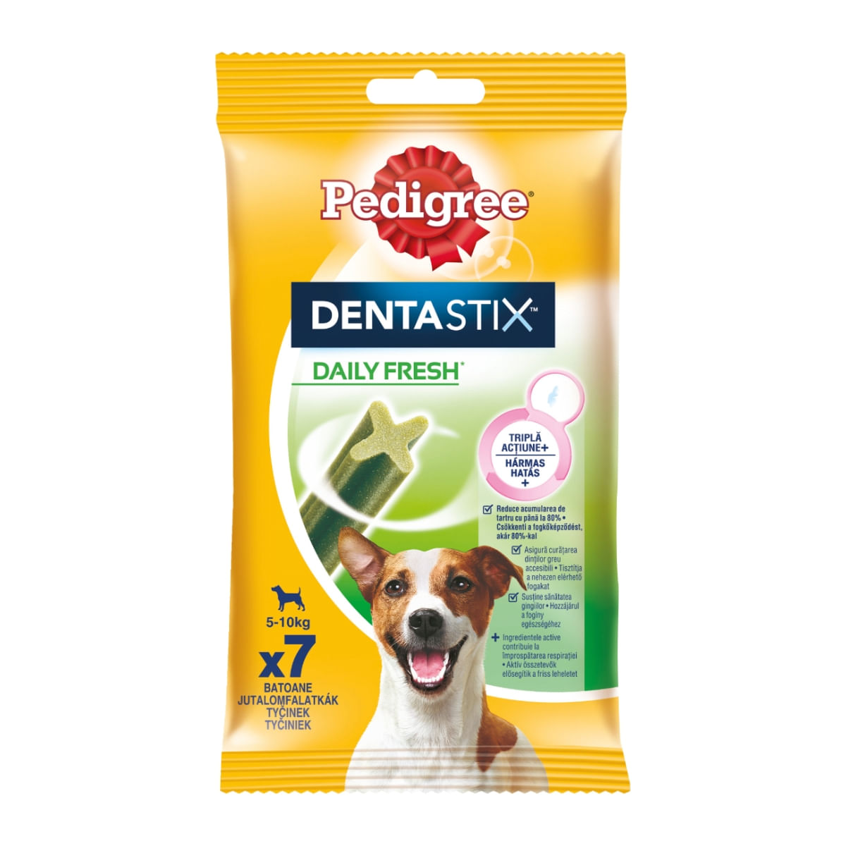 PEDIGREE DentaStix Daily Fresh, recompense câini talie mica, batoane, ceai verde, 7buc