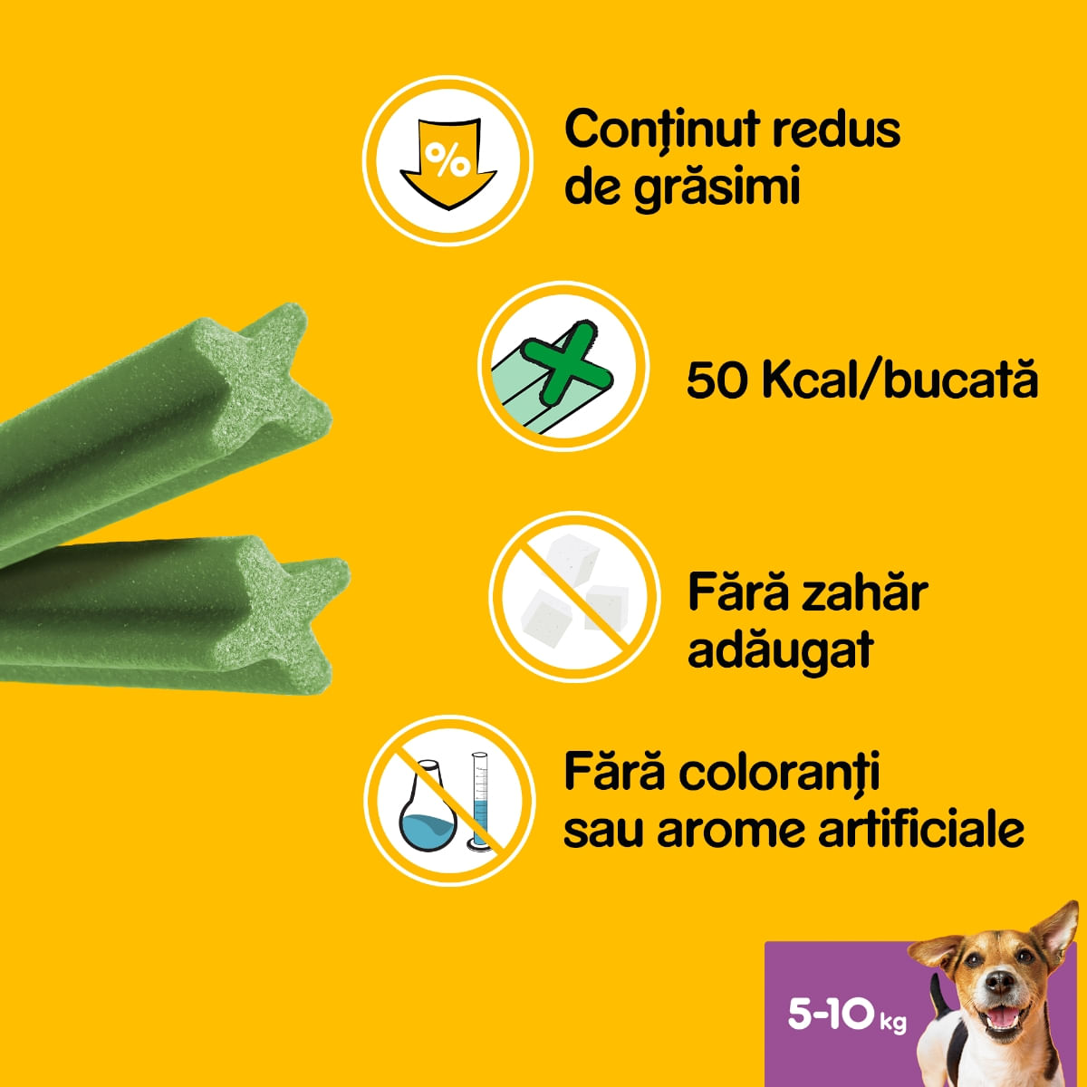 PEDIGREE DentaStix Daily Fresh, recompense câini talie mica, batoane, ceai verde, 7buc