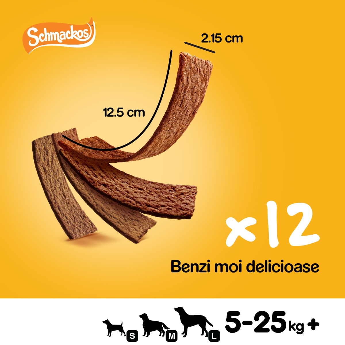 PEDIGREE Schmackos Multi Mix, recompense câini, benzi moi, carne, 12buc