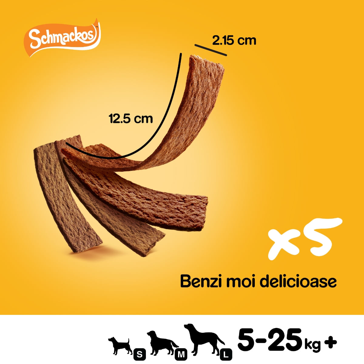 PEDIGREE Schmackos Multi Mix, recompense câini, benzi moi, carne, 5buc