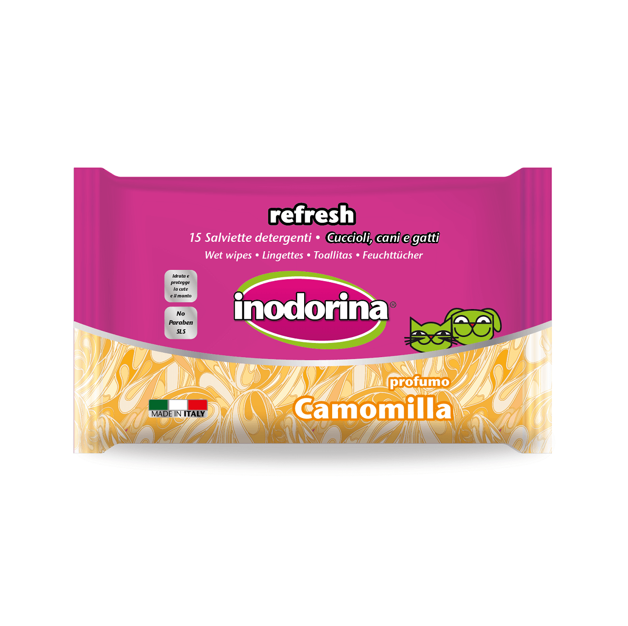 Servetele Inodorina Refresh Camomile Ochi Si Urechi, 15 Buc